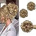 SARLA 2PCS Grey Scrunchies Hair Bun Extensions Wavy Curly Synthetic Messy Bun Hair Piece for Women Girls H2&171#