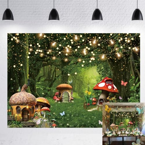 Image of LTDKAEN 7x5FT Fairy Tale Mushroom Garden Photography Backdrop