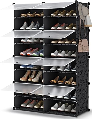 HOMIDEC Shoe Rack, 8 Tier Shoe Storage Cabinet 32 Pair Plastic Shoe Shelves Organizer for Closet Hallway Bedroom Entryway