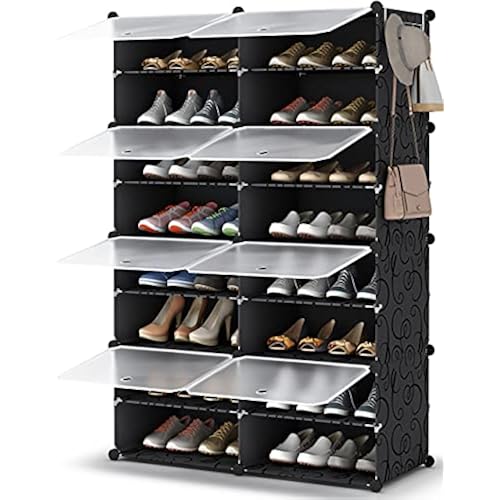 HOMIDEC Shoe Rack Organizer 32 Pair Modular Shoe Storage Cabinet for Closet