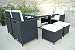 Produktbild NORDLAND Gartenmöbel Set RANA Polyrattan für 4+4 Personen inkl. Glasplatten , Schutzabdeckung , Aluminiumgestell und allen Sitzkissen / Polstern - 1 Tisch 4 Stuhl 4 Hocker 12 Polster - Sitzgruppe