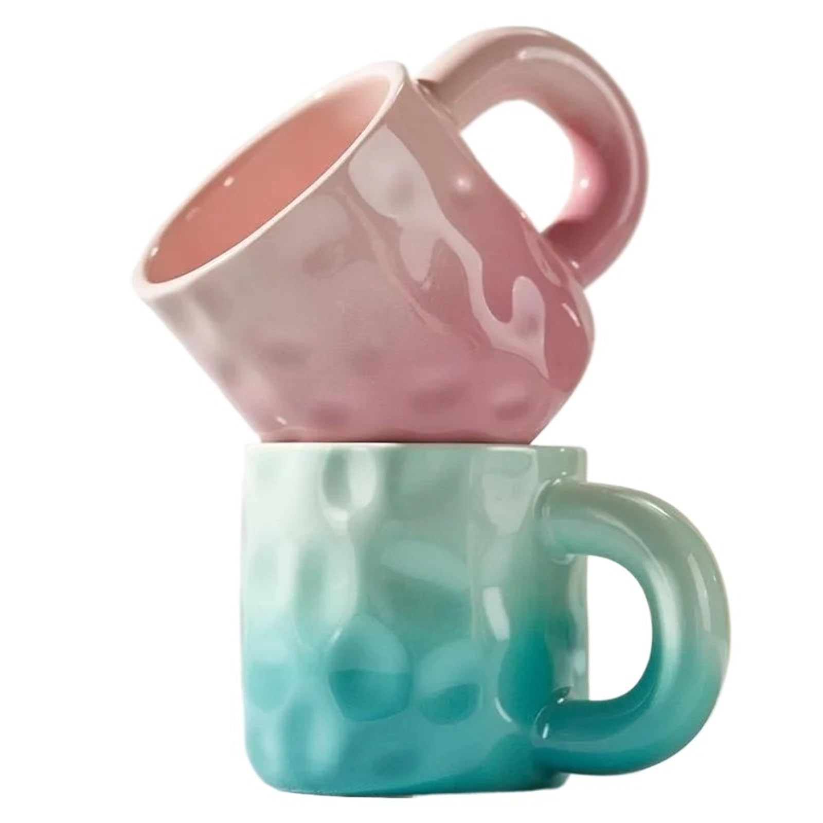 1 Set Coppia Tazze Tazza in ceramica domestica d'acqua Ragazza Ufficio da caffè tè Per Coppie(PINK GREEN)