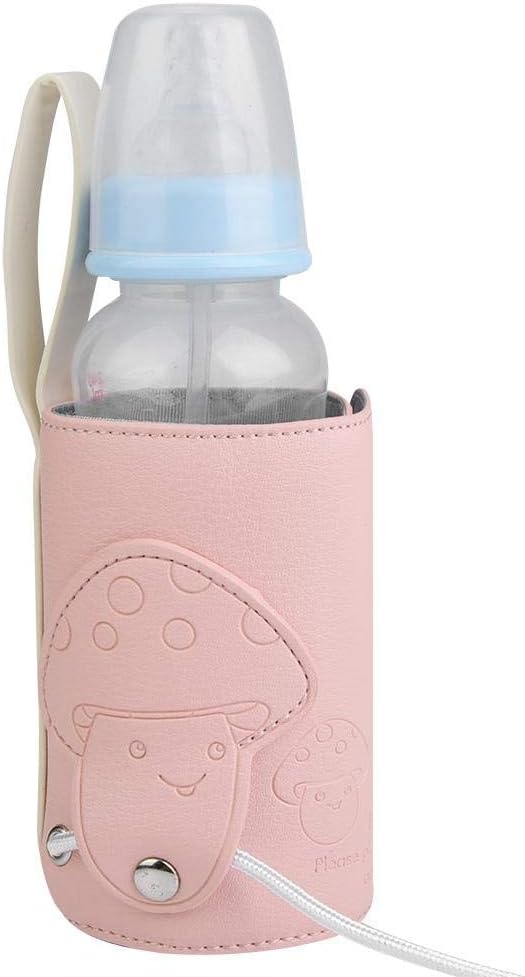 Portable Bottle Warmer, USB Milk Bottle, Keep Warm Function, Baby Milk, Water, Drinks, Warmer, Travel Storage, Insulated Thermostat (Pink)