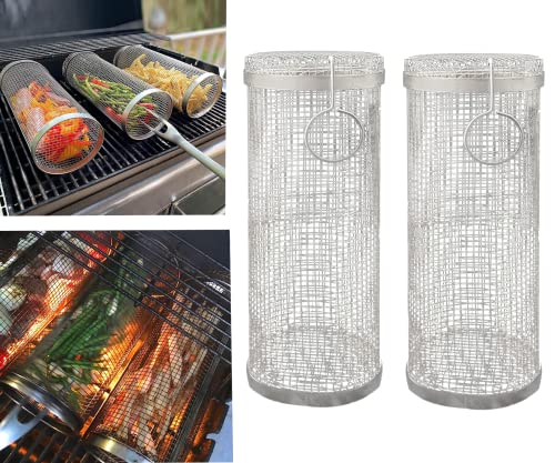 2023 New Stainless Steel Barbecue Cooking Grill Grate - Outdoor Round Bbq Campfire Grill Grid - Camping Picnic Cookware (2Pcs 30Com) #TOP30