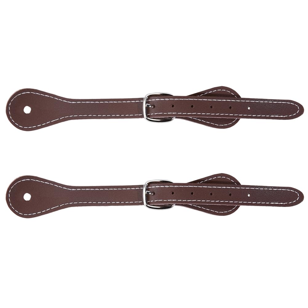GORGECRAFT 2Pcs PU Leather Spur Straps for Horse Riders Western Brown Men and Women's Boots Equipment Double Ply Reinforced Stitching Buckle Shoelace Ankle Shoe Spurs Strap Belt for Cowboy