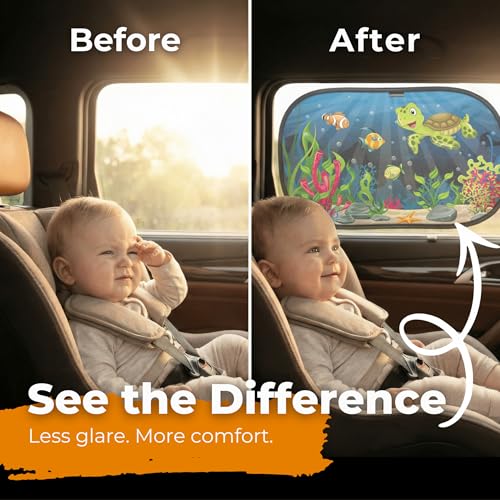 Image of CARAMAZ Car Window Shade for Baby with Certified UV-Protection 2 Pack - 20 inchx12 inch