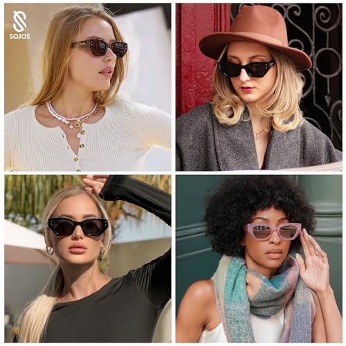 SOJOS Retro Trendy Polarized Sunglasses For Women Narrow Cat Eye Womens Shades SJ23463