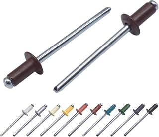 (Pack of 50) Painted Blind Rivets 1/8" x 5/16" (3.2 x 8 mm), Dome Head, DIN 7337, Aluminium Rivets and Steel Mandrel, Pop Rivets, Chocolate Brown RAL 8017