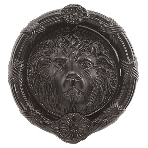 UAP 6 Black Iron Lion's Head Door Knocker - Traditional Front Door Hardware with Powder Coated Finish & Mounting Kit - Victorian Style Home Decor for Wardrobe & Entrance Doors (Black, 145mm)