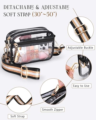 Clear Crossbody Bag Stadium Approved, Small Clear Purse for Women Stadium Crossbody for Events Sports Outfits (A3)3