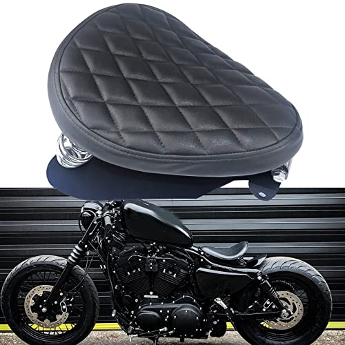 Selle Moto Solo Rétro En PU Avec Ressort 3" - Pour Chopper, Sportster, Bobber, Design Classique Et Confortable