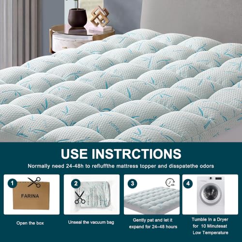 4 Inch Mattress Topper Memory Foam Cooling Bamboo Queen Size - image 5