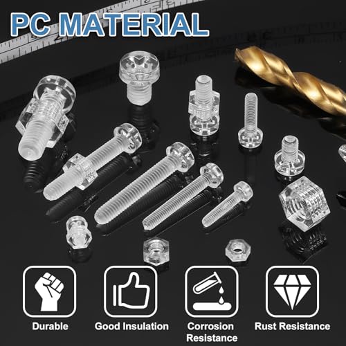 Boulons M6 x 10 mm isolants en PC transparent anti-court-circuit pour électronique x100 - 5