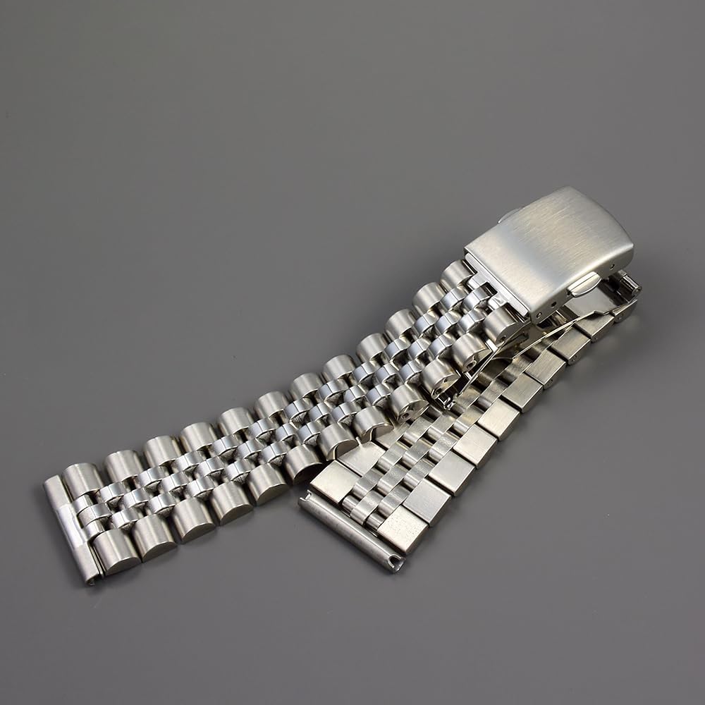flat end 18mm 19mm 20mm jubilee with double button buckle stainless steel watch bracelet fit for rlx skx watch