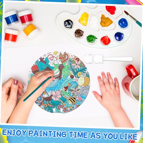 Geelin 48 Pcs Summer Theme Round Handheld Fans Set Hand DIY Painting Including Paper Fans and Plastic Handle Beach Pattern Style for Lula Party Favors Church Women Men Decoration Outdoor — view 4