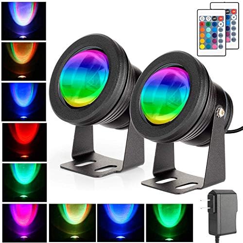 SENWELL-KA 2 Pack IP68 Pond Lights Underwater Lights Led Submersible Lights Spotlight RGB 10W 12V with RF Remote Control Suitable for Swimming Pool Garden Fountain Rockery Lawn