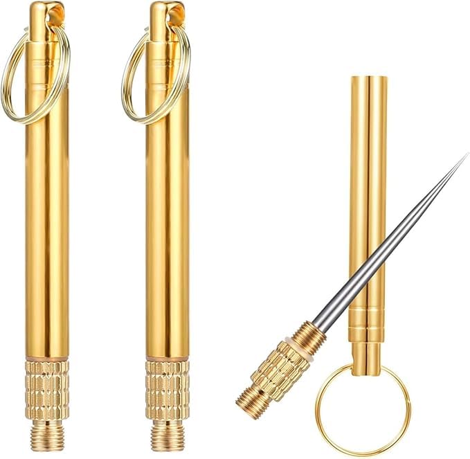Portable Metal Toothpick Keychain, Gold Brass with Stainless Steel Tip, Multipurpose Food Pick Pack of 1-image-37