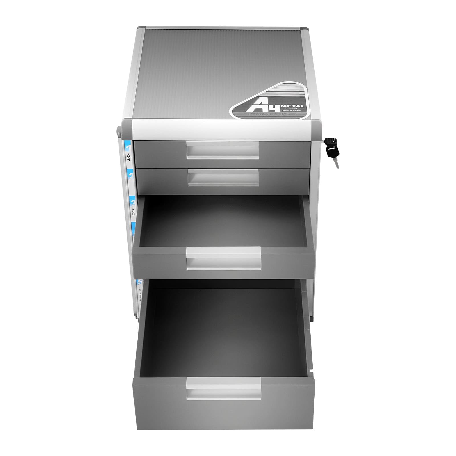 Organizzatore da scrivania con telaio in lega di alluminio a 5 cassetti, scatola di immagazzinaggio cartelle bloccabili, ideale per riporre forniture per ufficio