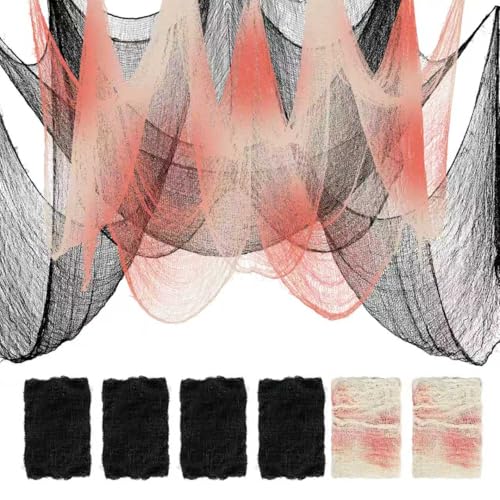 Yeomant 6Pcs Halloween Creepy Cloth 3072inch Scary Halloween Fabric Gauze 2Pcs Blood 4Pcs Black Creepy Cloth for Yard Doorway Haunted House Party