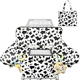 Polovillae Shopping Cart Cover for Baby 2-in-1 High Chair Cover with Safety Harness Multifunctional Cow Pattern Cart Covers for Babies Soft Padded Grocery Cart Cover for Baby Boy Girl