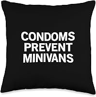 Vista 4 de Condoms Prevent Minivans Throw Pillow, 18x18, Multicolor