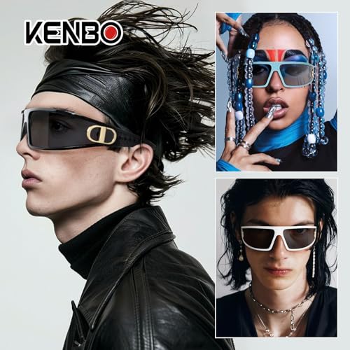 KENBO Y2K Sunglasses Wrap Around Futuristic Sunglasses for Women Men Fashion Sport Shades Sun Glasses UV4003