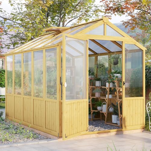 Jocisland 6x8x6.5 Ft Cedar Walk-In Greenhouse