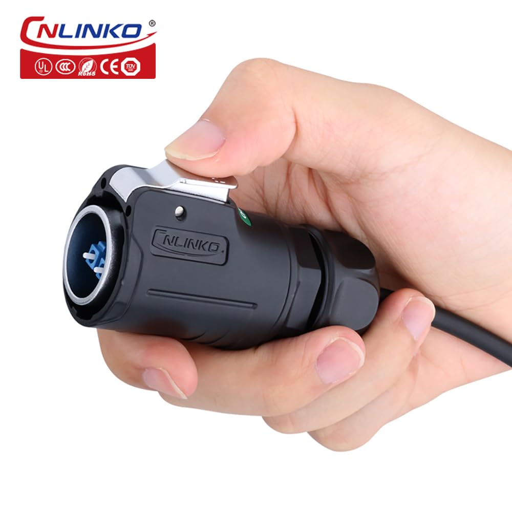 CNLINKO LP-24 Fibre Optique Connecteur, LC Singlemode Dual Core Outdoor Sunlight Resistant Fibre Optic Connector, Panel Mount Receptacle IP68 Airline Plug Waterproof Connector M24 (Fibre Optic Kit)