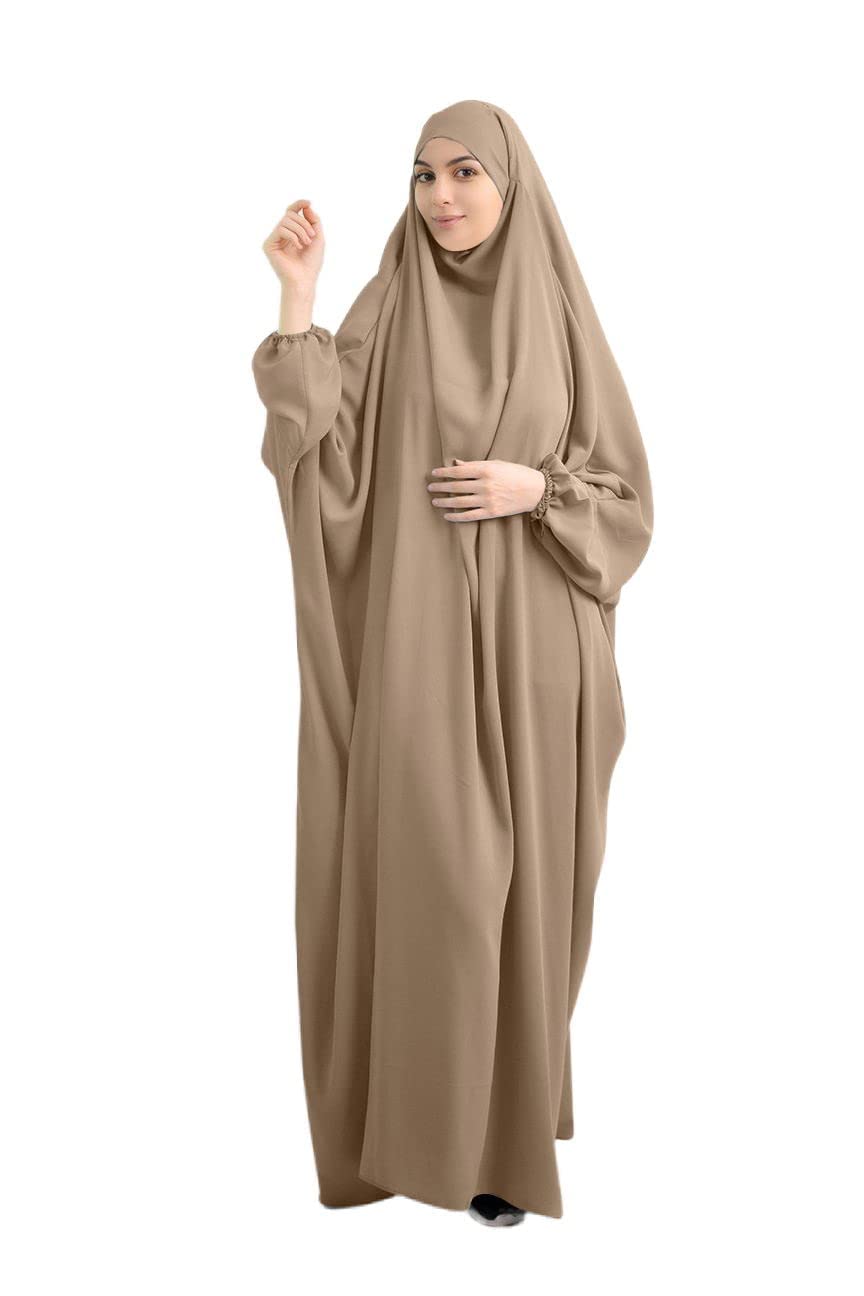 BRONG Womens Muslim Dress Prayer Clothes for Muslim Women with Praying Hijabs Niqab Face Cover Clothing Soft Women Dubatta Kaftan Long Sleeve One Size