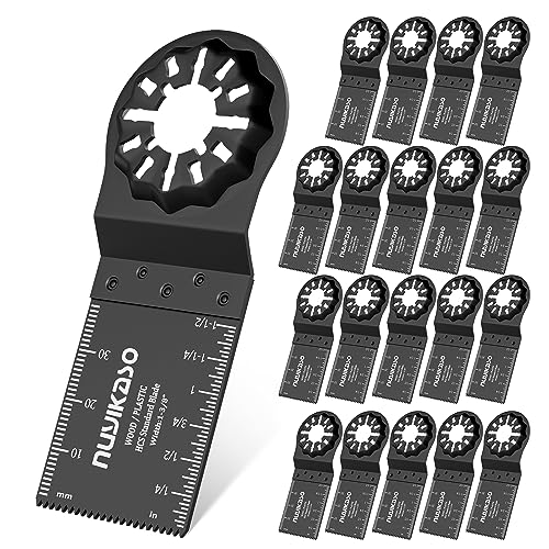 Nuyikaso 20Pcs Starlock Multitool Blades Accessories Wood Plastic 35mm Multi Tool Blade Oscillating Saw Kit Quick Release Compatible with Bosch Fein Multimaster Milwaukee Makita