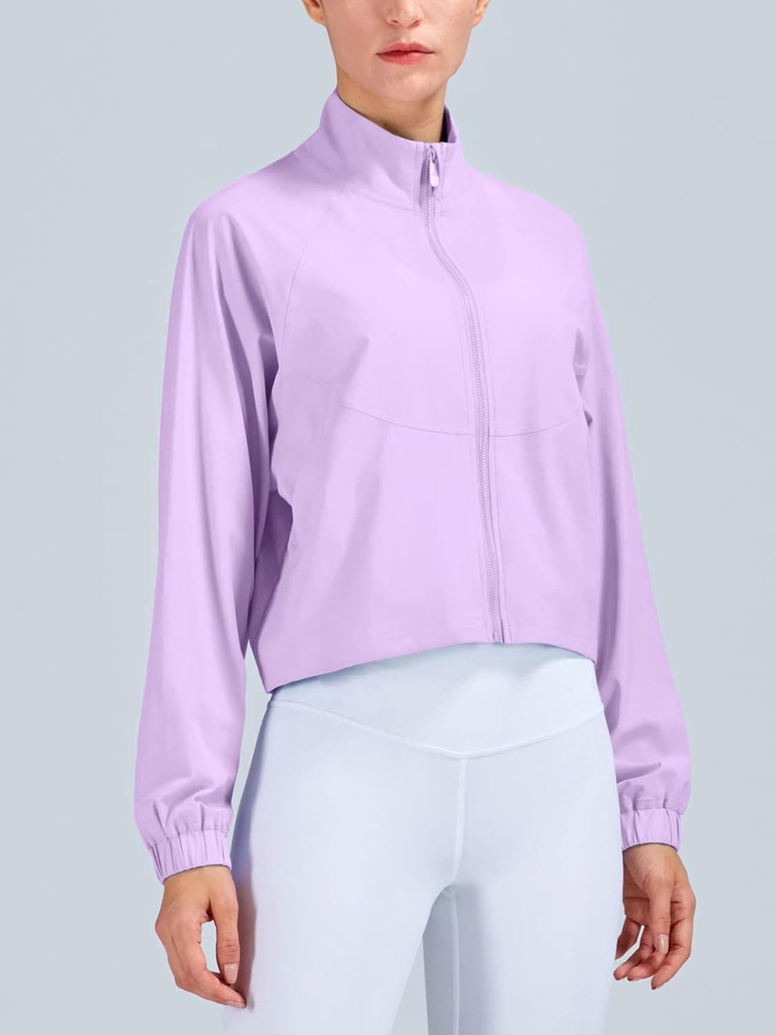 UPF 50+ Workout Jackets for Women Athletic Zip Up Running Jacket Sun Protection Lightweight UPF Cropped Jacket