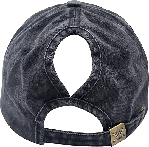 Waldeal Not Today Corgi Dog Ponytail Hat Adjustable Embroidered Denim Baseball Cap For Women, Black #TOP3