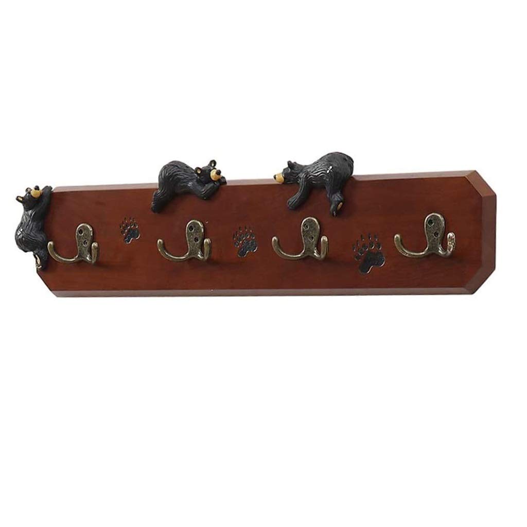 Mobygkfy Rosso Wall Shelf, American-Style Solid Wood Hook, Multifunctional Rack At The Entrance Of The Living Room, Simple Decorative Wall Hook Wooden Hanging Rack(Rosso)