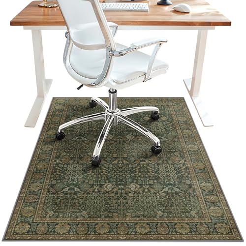 36"x60" Office Chair Mat for Hardwood Floor, Non-Slip Washable Dark Brown