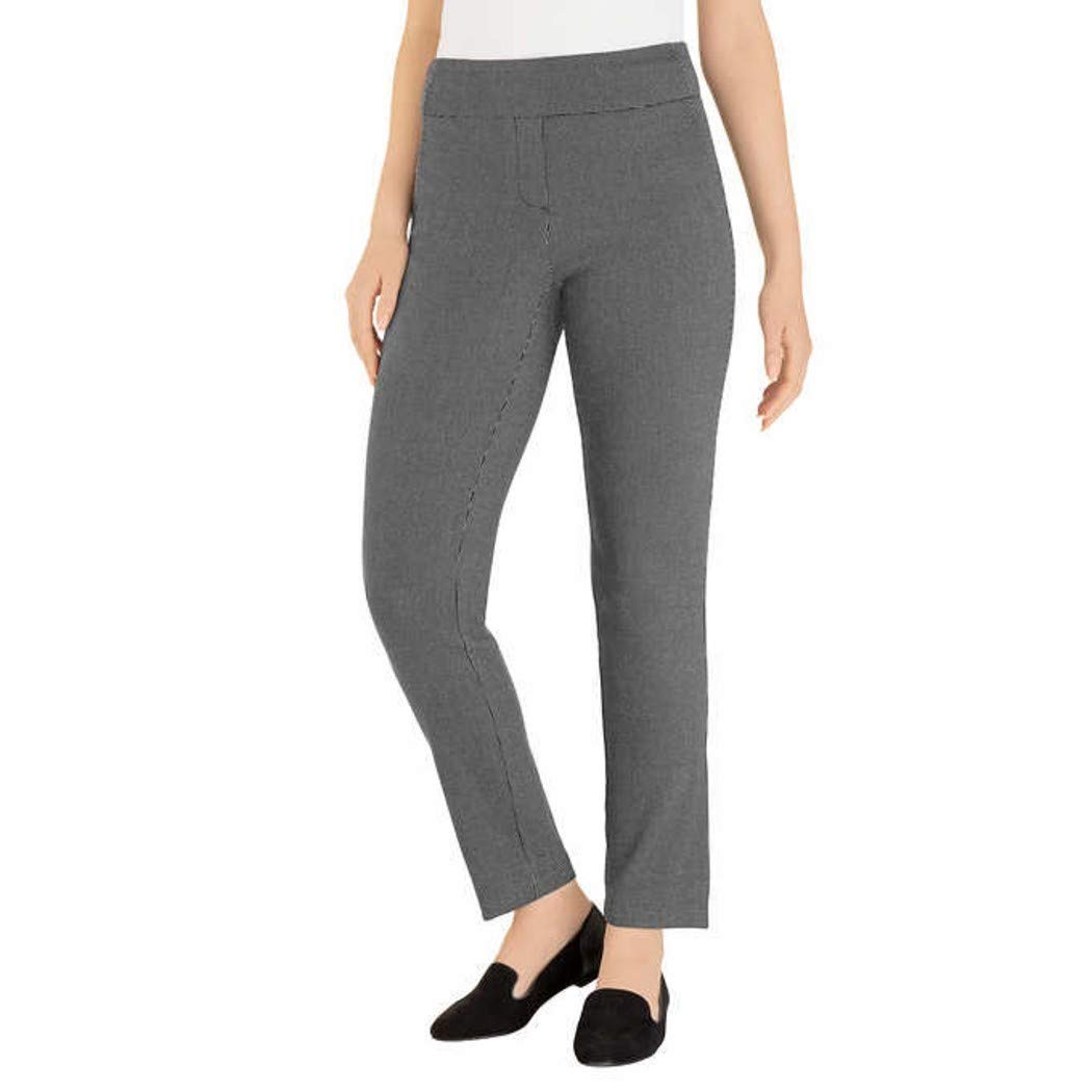 Hilary Radley Ladies Pull On Pant Black White Stripe Small