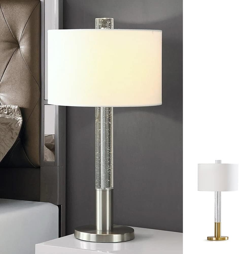 HOMEGLAM Fusion 30" H Bubble Crystal Table Lamp, Modern Table Lamp - Brushed Nickel