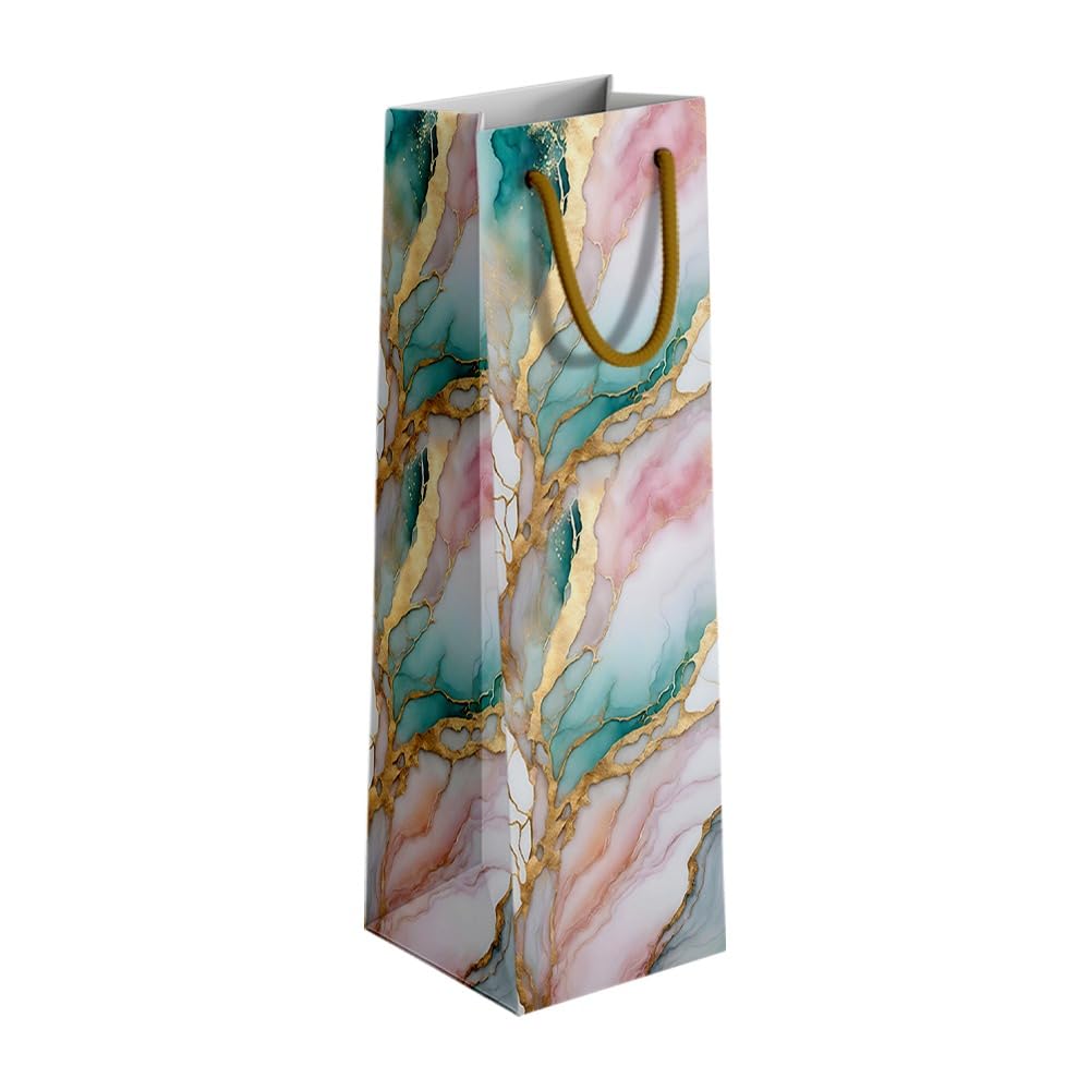 Gift N Greet Wine Bottle Gift Bags with Rope Handle (Set Of-5) | Designer Paper Wine Bags | wine bottle holder bag for Parties & Gifting | MarbleTheme-image-1