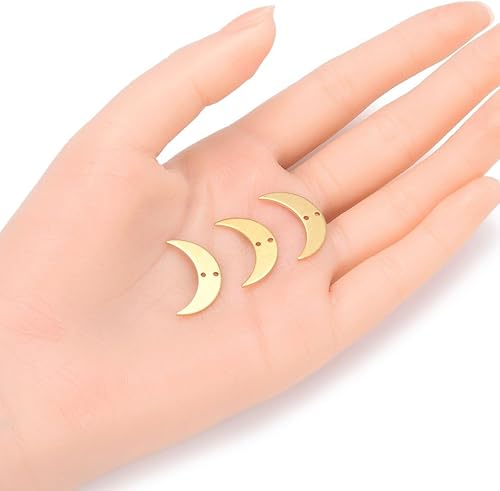 Miniatura 2 de Adabele - 20 piezas de pendientes de latón crudo con componentes geométricos de luna, 0.827 in, eslabones de conector de cuentas de 2 agujeros, sin