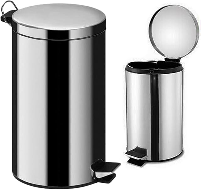 Crystals Denny International S/Sless Steel 20L Silver Pedal Bin Kitchen Bathroom Toilet Rubbish Office Waste By Crystal (20L)