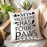 lmmixee federa per cuscino per san valentino, 61 x 61 cm, con scritta my valentine has four paws, per san valentino, decorazione romantica, regalo per lei