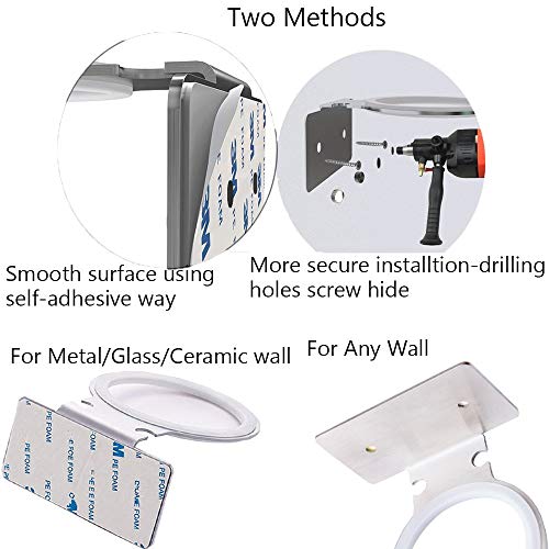 Hair Dryer Holder Wall Mount Self Adhesive Storage Organizer for Hair Blower with Plug Stand, 304 Stainless Steel Brushed Nickel & Water-Resistant - Thumbnail 7