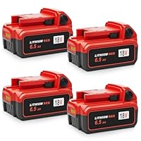 Lenoya Upgraded 6.5Ah 18V Replacement for Milwaukee M-18 Battery 4/pk High Capacity Red Power Tool Battery