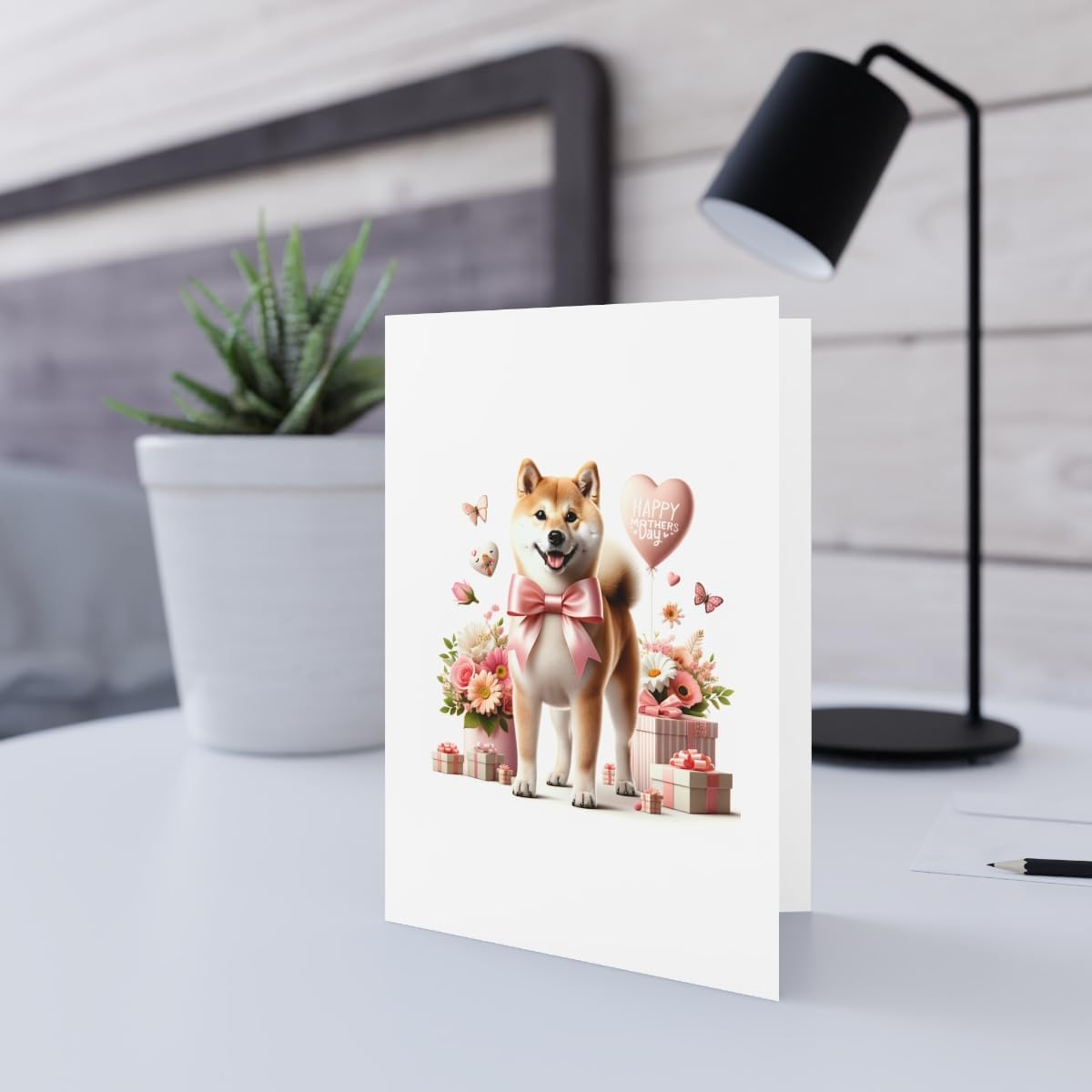 DistinctInk Greeting Card/Note Card - Shiba Inu Mother's Day - PACK of 25