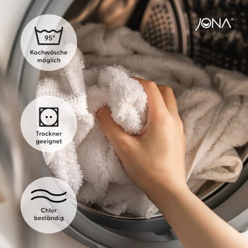 JONA SLEEP®️ Basic Handtuch Set 3 Stück | Handtuch, Duschtuch, Gästetuch | 450 g/m² Walkfrottier - schnelltrocknend, saugstark & antibakteriell - 150 Wäschen Garantie – Bild 8