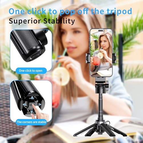 Image of Mini Selfie Stick Tripod Stand for iPhone ，6-Section Adjustable Height Extension (12-42cm)，10 Meter Remote One Click Control ，Suitable for Travel /Live Streaming /Outdoor Multiple Scenes