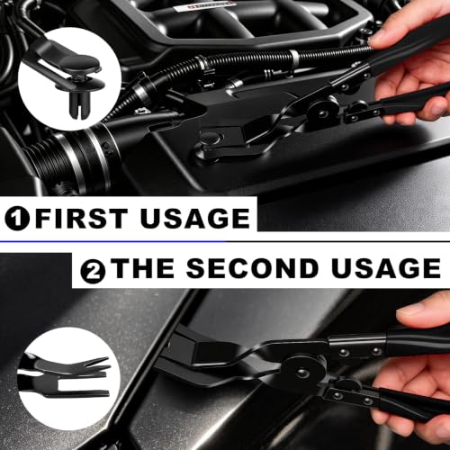 Image of 18 Pcs Auto Trim Removal Tool Kit with Non-Scratch Plastic Pry Tool Fastener Clip Pliers and Tire Caps Valve, Interior Door Panel Clip Removal Set for Vehicle Dash,Black