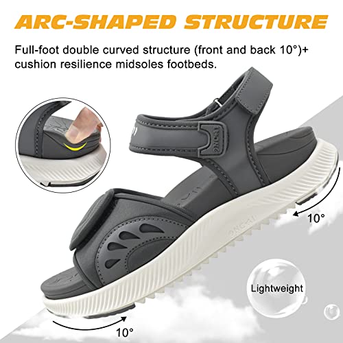 Image of ONCAI Walking Sandals Women,Arch Support Hiking Sandals with Orthotic Outdoor Footbed for Plantar Fasciitis,Water Athletic Platform Sandalias Mujer with 3 Adjustable Strap (US Size 6-12)
