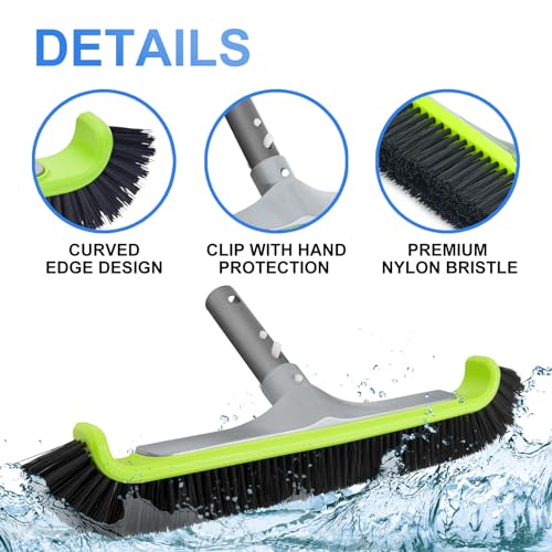Sepetrel Upgraded Pool Brush Head for Cleaning Pool Walls,Heavy Duty Inground/Above Ground Aluminum Swimming Pool Scrub Brushes with Curved Ends & Premium Strong Bristle by Sepetrel - Image 5