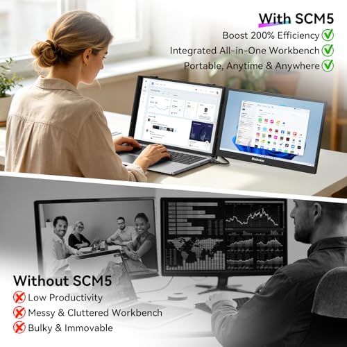 Image of Blackview Laptop Screen Extender, 14 inch 1080P FHD IPS Portable Monitor, Ultra-Slim Travel Dual Monitor Fit for 13 inch-17.3 inch Laptops, USB-C Plug &Play Extended Screen for Windows /Mac /Android /Switch
