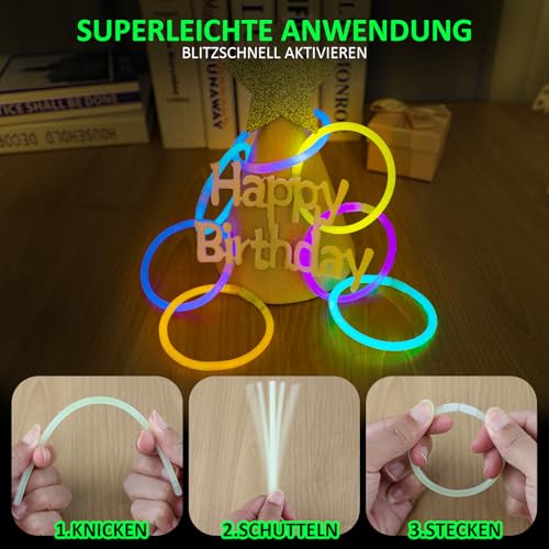 UooEA Knicklichter Party Set für Kinder – 100 Leuchtstäbe mit 100 Verbindern , Neon Party Deko für Halloween, Weihnachten… – Ansicht 3